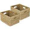 HMF Cesto portaoggetti compatibile con libreria Billy, Cesto intrecciato in alghe marine con tre manici | Set da 2 | 35 x 25 x 20 cm | Naturale