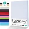 Buymax Lenzuolo con Angoli Stretch Matrimoniale King Size 180x200-200x220 cm per Letti ad Acqua e Boxspring in 98% Cotone Jersey - Colore Bianco, per per Materassi fino a 35 cm di Altezza