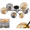 HOFSTEIN Lampada da soffitto Chehalis, 6 luci, in metallo/vetro, colore nero/oro/fumo/ambra, design vintage, Ø ombrelli 15 cm, G9, sala da pranzo, camera da letto, soggiorno, cucina