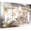 Runa Art Fiori Gigli Quadri Soggiorno Grande Beige Marrone Diamante 120 x 80 cm 3 Pezzi Decorazione Murale 021731a