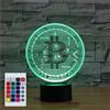 SUPERHONGJIHAO Luce notturna per bambini 3D Bitcoin lampada a LED con telecomando 16 colori che cambiano colore regalo di compleanno per bambini