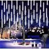 Partenopea® Luci di natale da esterno con pannello ricarica solare e USB catena luminosa natalizia ricaricabile 360 LED tubo effetto meteorite 50 cm impermeabili IP65 con Telecomando (Luce fredda)