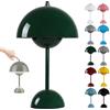 HSKJTT Lampada A Fungo LED Ricaricabile, Lampada da Tavolo per Vaso di Fiori Wireless Lampada da Tavolo Dimmerabile al Tocco Lampada da Comodino Lampade A Fungo Lampada da Scrivania,Dark Green