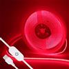 HEGEHE - Striscia LED COB Flessibile 5V Dimmerabile [1M,Rosso], Alimentazione USB, 320 LED/m, Tagliabile, CRI85+, Ideale per Camera da Letto, Cucina, Sala Giochi, Soggiorno e Negozi