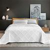 IlGruppone Copriletto Trapuntato Matrimoniale Elegante Trapuntino Lavorazione Intrecciata Due Piazze Trapunta Coperta Leggera Coperta Letto Leggera Primavera Estate - Bianco