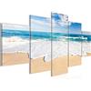 Runa Art - Quadri Spiaggia Mare 200 x 100 cm 5 Pezzi XXL Decorazione Murale Design Beige Blu 607351c