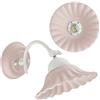 VANNI LAMPADARI- Applique da Parete Interno Pastello- Lampada da Parete con Braccio Orientabile in Ceramica Decorata a Mano - Applique Camera da Letto - Applique Bagno - Cucina - Soggiorno, Rosa