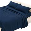 Passione per le tele Lenzuola Percalle Matrimoniale Maxi con federe 3 Volani | Completo Lenzuola tinta unita in Puro Cotone MISURE MAXI con sotto 180x200 - angoli H 30 (blue)