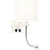 Qazqa brescia combi - Applique con braccio flessibile Moderno - 1 luce - H 420 mm - Bianco - Moderno - Soggiorno I Camera da letto I Sala da Pranzo I Cucina