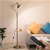 0℃ Outdoor Lampada da Terra Dimmerabile Vintage con Vassoio, Lampada di Pavimento in Ottone Anticato Paralume Regolabile in Ferro Industriale retrò Piantana per Camera da Letto Soggiorno,Green Bronze