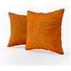 LARA MORADA Coppia 2 Fodere Cuscini arredo Tinta Unita Art Imperial in Tessuto loneta in Cotone con Chiusura a Zip a Scomparsa (Arancio, 50 cm x 50 cm)