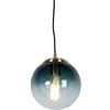 Qazqa pallon - Lampada a sospensione Art déco - 1 luce - Ø 200 mm - Blu - Art déco - Soggiorno I Camera da letto I Sala da Pranzo I Cucina