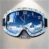 Certykllp Orologio da parete personalizzato con occhiali da sci 2D stampati in acrilico, orologio da parete personalizzato con nome per sciatore, decorazione murale per sport estremi, sci alpino