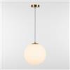 maolo Lampada a Sospensione Sfera Ø25 cm in Vetro Opalino | Design Moderno Elegante Oro | Attacco E27 | Altezza Regolabile 135 cm | Lampadario per Cucina Soggiorno Camera Bar