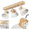 hofstein Plafoniera Orny, lampada da soffitto in metallo/legno in bianco/marrone, 3 luci, con faretti regolabili, 3 x attacco E27, faretto dal design retro/vintage, senza lampadina/e