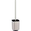 WENKO Set WC Auron Argento, pregiato portascopino in pregiata plastica con superficie cangiante color argento, scopino WC igienico, 9 x 38,5 x 9 cm