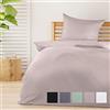 Beautissu Set di 2 Biancheria da letto Seersucker 155x220 cm Meline - Copripiumino con cerniera per l'estate - Federa e copripiumino traspirante e delicato sulla pelle - talpa