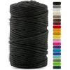 Netuno 1 corda macramè colorata nero 5 mm 200 m corda in cotone per lavori fai da te filo decorativo colorato cordoncino cavo naturale uncinetto ferri da maglia decorazioni