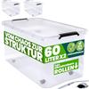 Deuba® 2x 60L Scatole in Plastica Trasparente Senza BPA Contenitori con Coperchio Impilabili Ruote Cassette Salvaspazio