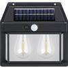 AntDau71® - Applique Lampada Da Parete Per Esterni Con Due Lampadine Filamento A Led Luce Calda Con Ricarica Ad Energia Solare Crepuscolare E Sensore Di Movimento - CW898
