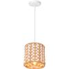 LIGKIN - Lampadario a sospensione in rattan vintage, lustre boho, con paralume E27, lampada sospesa retrò a corda bicolore, design per camera, soggiorno, cucina