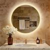 S'AFIELINA Specchio Bagno con Luce rotondo Ø 60 × 3 cm (P), Cornice D'oro, Touch, Dimmerabile, Antifog, Orologio, Temperatura, Funzione Memoria, Specchio Bagno Retroilluminato, HD Vetro Temperato