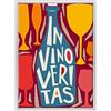 ConKrea QUADRO SU TELA CANVAS INTELAIATO - CON CORNICE - In Vino Veritas - Enoteca Vino - Illustrazione Cubista - 50x70cm - Stile Moderno Bianco - (cod.3037)