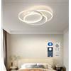 Partenopea Plafoniera LED 70W 3 Cerchi Ø49cm Moderna Intrecciata - Dimmerabile con Telecomando + App, 3 Colori CCT 3000K/4200K/6400K, 6.440 lm, Angolo Luce 360°, CRI 88, Metallo + Acrilico, IP20, Memoria Imposta