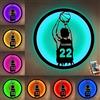 ASD Jewerly Numero E Nome Personalizzati Giocatore Di Basketball Segno In Metallo Con Luce Led, Basketball Sport Home Decor Neon Segno Wall Art, Natale Compleanno Basketballbambini Regalo