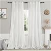 Nanspring Set di 2 Pannelli Tende Extra Lunghe Bianco Sporco per Soggiorno con Linguetta Posteriore Stile Moderno Farmhouse Costiero Decor Cotone Testurizzato Bianco Trasparente Lino Tende per