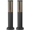 ledscom.de 2x lampada da vialetto/lampada a paletto/lampada da giardino PORU per esterni, effetto fumé, IP44, 39 cm, nera, 1x E27 max. 40W