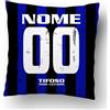 love print Cuscino Tifoso Calcio Serie a Tifoso Interista,Milanista, Romanista con nome e numero personalizzabile logo Stampa full print (40X40 QUADRATO) (Tifoso Interista)