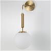 Alpinaluz Applique da parete con sfera sospesa in vetro bianco opaco Ø18 cm - Altezza regolabile - Struttura in metallo dorato - Attacco E27 - Design moderno ed elegante per camera da letto o