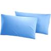 SalGiu Federe (2 pezzi) Guanciale Letto 52x82 cm Con Bottoni in Cotone (Azzurro)