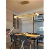 WJYCYN Lampadario ovale LED dimmerabile Luce a sospensione Tavolo da pranzo moderno Lampade da ufficio con telecomando Anello Lampada a sospensione Altezza regolabile Studio Apparecchio (L120cm, Oro)