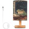 Sevdomey Graziosa lampada da comodino a forma di rana con porta USB, nessuna lampadina necessaria, luce LED calda per camera da letto, soggiorno, ufficio, lampada da comodino per lettura, studio,
