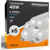 Eurocali Plafoniera LED 150 cm 48W Con Sensore di Movimento 5760 lumen Impermeabile IP65 Luce Fredda 6500K Elevata Efficienza - Pacco da 6