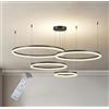 Wandun Moderna lampada a sospensione a LED, 4 anelli collezione di vernice oro, applique a sospensione a luce regolabile Lampadario a soffitto moderno, dimmerabile con telecomando 3000K-6000K - 68W (