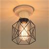 iDEGU 15CM Plafoniera Vintage E27 Lampadario Soffitto Industrial in Legno e Metallo Design Gabbia Lampada da Soffitto Retrò per Camera da Letto Corridoio Cucina Salotto (Nero, Legno)