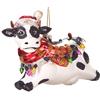 BRUBAKER Christmas Cow con Luci Fiabesche - Palla di Natale in Vetro dipinto a Mano - Bocca Soffiata Decorazione Dell'Albero di Natale Figure Buffo Ciondolo Decorazione Palla Albero - 11 cm