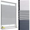 WOLTU Tenda Plissettata a Nido d'Ape, Tenda Avvolgibile Plissettata oscurante per Protezione solare e privacy di porte e finestre, senza Foratura, Colore Grigio-Bianco 65x130 cm