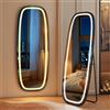 Hzuaneri Specchio da terra con luci, LED Specchio da Parete Lungo, 160 x 50 cm, Specchio Curvo da Terra con supporto, 3 colori di illuminazione, Adatto per Camera da Letto, Soggiorno, Nero DM41801B