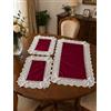 Corredocasa Set di 3 Centrini Eleganti in Velluto Rifiniture in Pizzo di Organza Made in Italy Runner Alta qualità per Arredare con Stile e Raffinatezza Lungo 40 x 75 e 2 Piccoli 30 x 40 (Bordeaux)