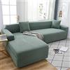 OKJK Copridivano Impermeabile Elasticizzato con Chaise Longue in Pile di Mais Morbido Tessuto Confortevole, Moderno per Copri Divano da Soggiorno Facile da Pulire,Matcha Green,3-Seat 190-230cm
