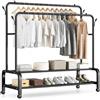 Generic Appendiabiti Indipendente con Ripiani, Struttura in Metallo Nero, 150cm Altezza x 110cm Larghezza x 49cm Profondità, Capacità 780lb, Organizer per Vestiti Scarpe e Accessori