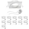 ledscom.de 12x cornice da incasso a soffitto RIR cornice da incasso bianco opaco angolare orientabile (LED/alogena/GU10/MR16/PAR16/50mm) incl. presa GU10