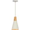 WOTTES Lampada sospensione Apparecchio moderno Ø14CM Paralume Metallo+legno Lampade Illuminazione E27 Luci Lampadario retrò Apparecchi per interni Cucina Camera da letto Soggiorno (Bianco)