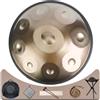 Eavnbaek Tamburo a mano in re minore 440 Hz, 9 note, 55 cm, in acciaio, con custodia morbida, 2 bacchette, supporto per mano e panno antipolvere (oro)