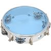 ZenithAur Tamburello a doppia con campanelli tintinnanti e pelle regolabile per musica in classe/principianti, strumento a percussione portatile da 8 pollici per un suono (Blu)