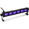 Beamz BUV63 LED Barra LED - 30 W, 6 x UV LED da 3W, Plug & Play, Alloggiamento eggero | completo di staffe | nero